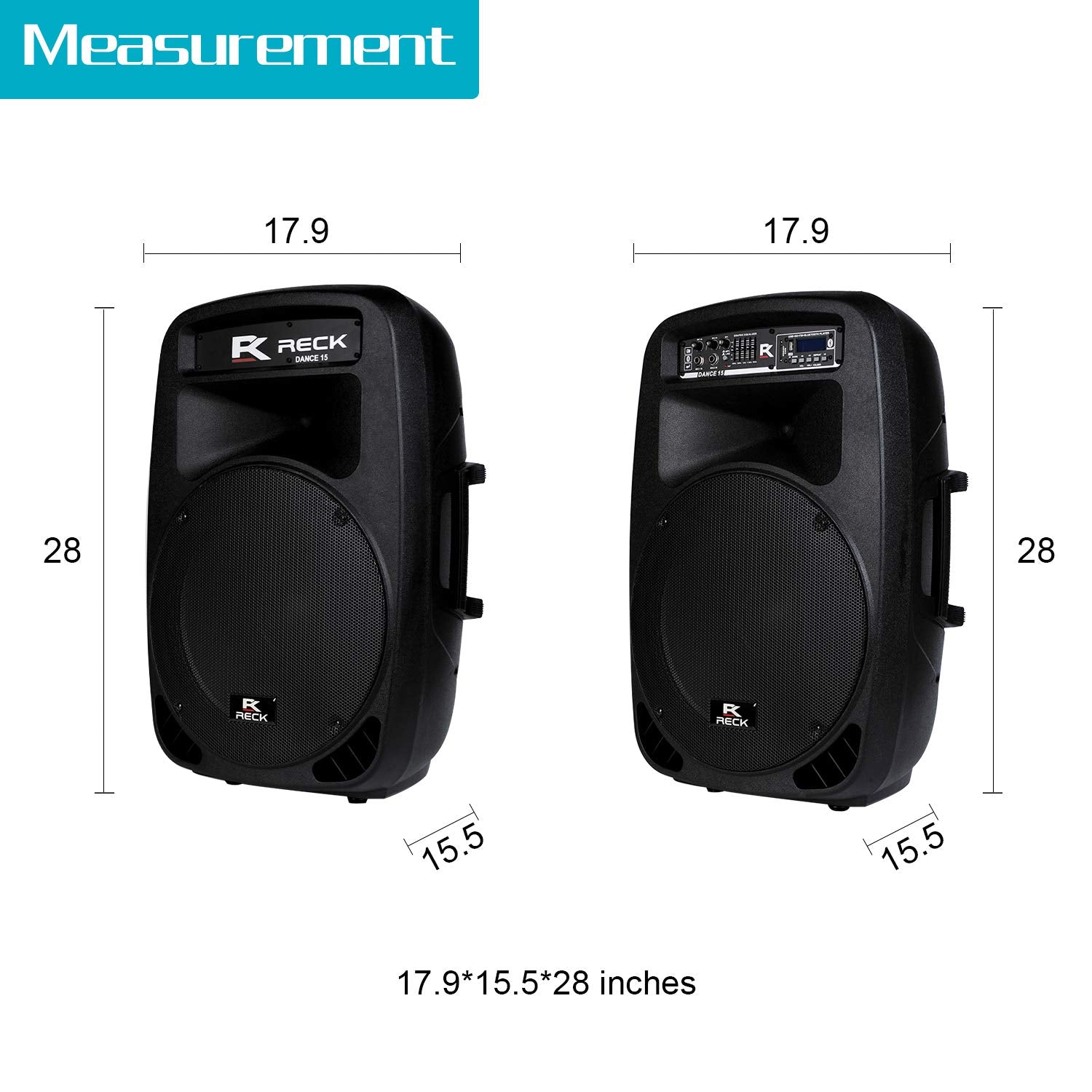 PRORECK Dance 15 Portable 15-Inch 2000 Watt 2-Way Powered PA Speaker System Combo Set with Bluetooth/USB/SD Card Reader/FM Radio